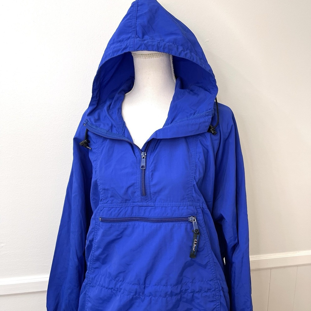 L.L. Bean Adult‎ Medium Blue Pullover Jacket With Hood Front Pocket